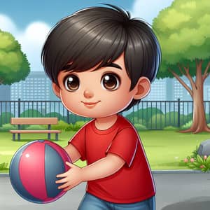 Young Child Playing with Ball in Park - Fun Outdoor Activity