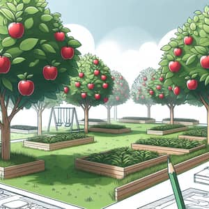 Apple Land: Child-Friendly Landscaped Realm with Vibrant Apple Trees