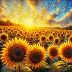 Vibrant Sunflowers: Impressionist Field Art