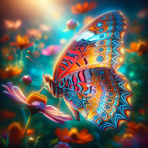 Graceful Butterfly: Vivid Orange Shades & Intricate Patterns