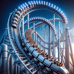 Thrilling Roller Coaster with Eager Passengers | Excitement in the Sky