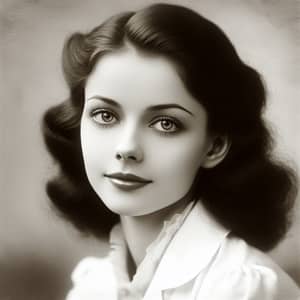 Intelligent Curiosity in Vintage Style: Young Woman in Lab Coat