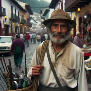 Tranquil Hispanic Fisherman in Bustling Village - Miguel's Simple Life