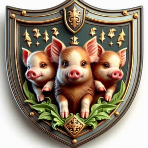 Realistic Miniature Pigs Shield Emblem | YourBrand