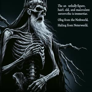 Malevolent Sorcerer: Immortal, Skeletal Figure with Crown
