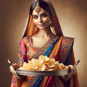 Authentic Indian Woman Serving Crispy Papads | Traditional Cuisine