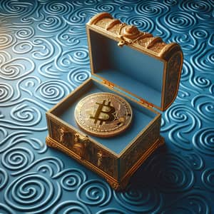 Antique Gold Casket with Bitcoin Coin - Exquisite Design