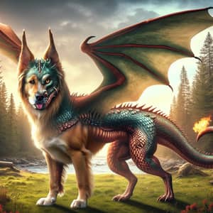Dragon-Dog Creature: Majestic and Playful Fantasy Being