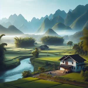Serene Rural House Surrounded by Beautiful Mountains | Tranquil Landscape