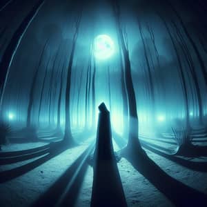 Mysterious Figure in Moonlit Forest | Tranquility & Solitude