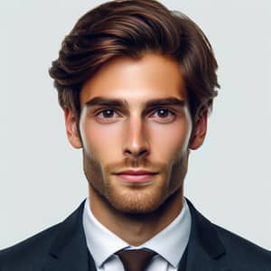 Tall 25-Year-Old Man in Formal Suit with Brown Hair | Website Name