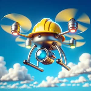 Playful and Unique Cartoonish Drone with Construction Helmet