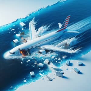 Plane Crash Disaster in the Ocean - Hyperrealistic Image
