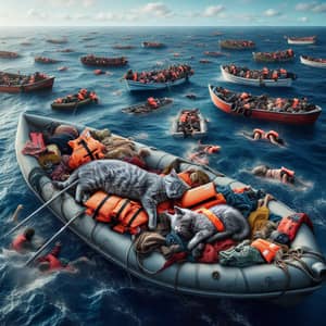 Professional 24-Megapixel Shipwreck Image | Ocean Scattered with Belongings