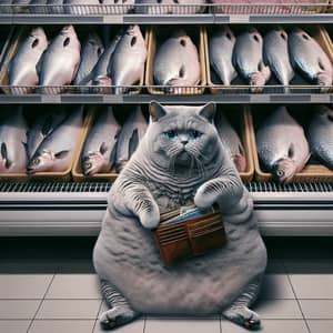Overweight Cat in Grocery Store | Freshly Caught Fish Scene
