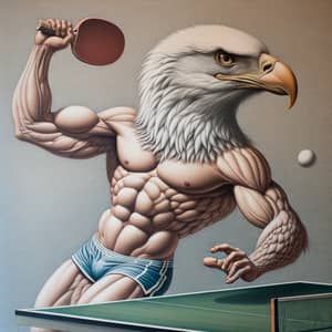 Majestic Eagle-Human Hybrid Playing Table Tennis Skillfully
