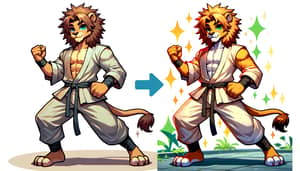 Juvenile Humanoid Lion: Kung Fu Master Skills Displayed