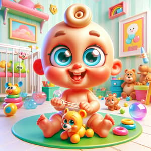 Whimsical Cartoon 'Oh My Baby' in Colorful Nursery