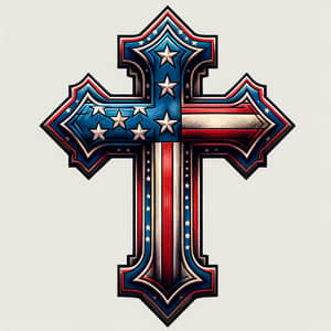 Cross Tattoo Design with Historical American Flag Symbolism