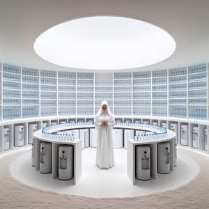 Elegant Round Room with Water Coolers and Bottles