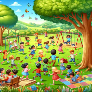 Diverse Children Playing Joyfully in a Park - Multicultural Kids Activities