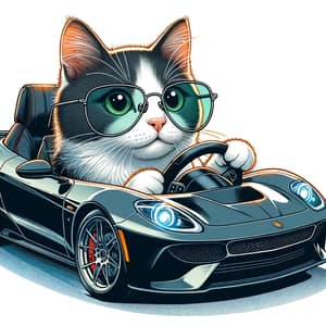 Cat Driving High-Speed Sports Car