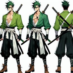 Fictional Character Zoro Concept Art | Green Attire & Three Katanas