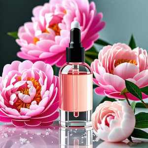 Serum Bottle in Water with Peonies | Unique Beauty Product