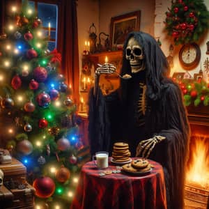 Christmas Decorating with Death | Festive Skeleton in Robe