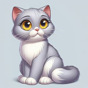Adorable Scottish Short Hair Cat with Yellow Eyes in Disney Pixar Style
