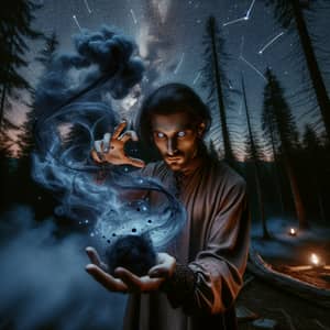 Mystical Hispanic Man Manipulating Dark Matter
