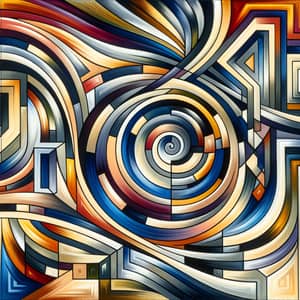 Bold Abstract Painting with Swirls & Optical Illusion Effect