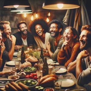 Heartwarming Dinner Party with Diverse Group of Friends