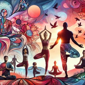 Diverse Yoga Poses at Sunset | Harmonizing Mind, Body & Spirit