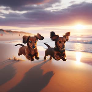 Adorable Sausage Dogs Enjoying Beach Run