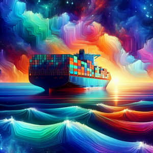 Abstract Container Ship at Sea