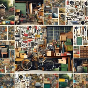 Unique Garage Collage Art: Chaos, Storage & Treasures Explored