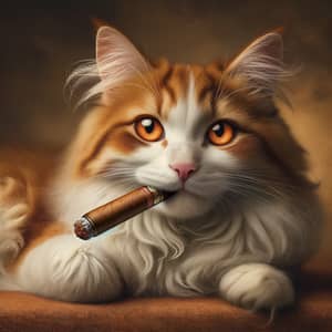 Elegant Cat Smoking Toy Cigar