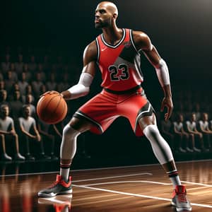 Michael Jordan Red Basketball Uniform - Iconic Athlete Portrait