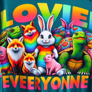 Vibrant Animal T-Shirt Design: Love Everyone
