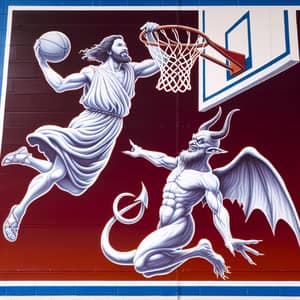 Biblical Figure Basketball Dunk vs Evil Entity Defense