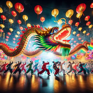 Traditional Chinese Dragon Dance - Spring Festival Celebration