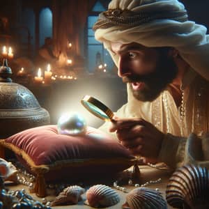 Middle-Eastern Merchant Discovers Luminescent White Pearl