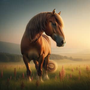 Magnificent Horse in Serene Meadow at Sunset