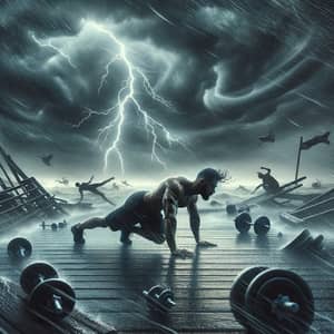 Dramatic Calisthenics Amidst Raging Hurricane