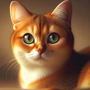 Captivating Orange and White Domestic Cat Close-up | Calm & Well-Cared For