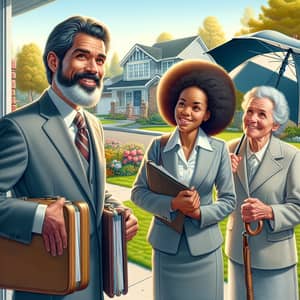 Jehovah's Witnesses Door-to-Door Preaching with Diverse Group