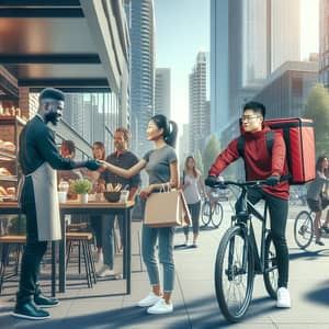 Modern Urban Cafe: Fast Delivery and Diverse Customers