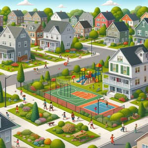 Peaceful Community Neighborhood with Diverse Residents and Park