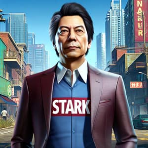 Political Figure in GTA5 Style with Stark Shirt